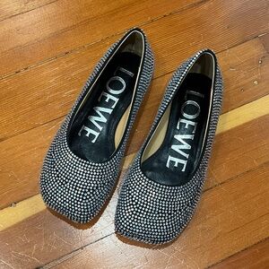 Loewe Black Crystal-Embellished Ballet Flats